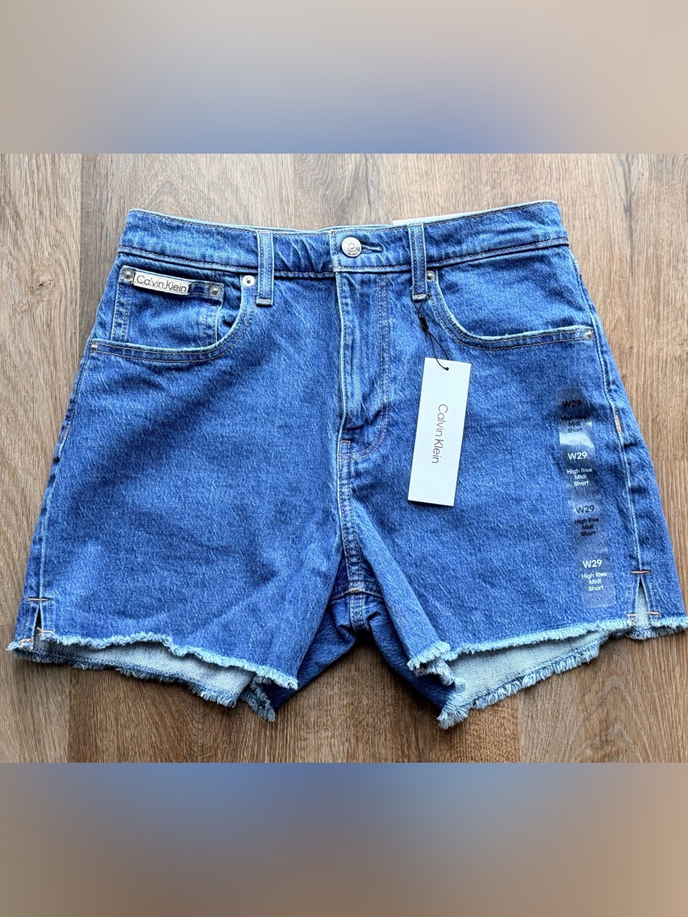 🆕 CALVIN KLEIN | High Rise | Midi | Denim Shorts | Stretch | Jean Shorts